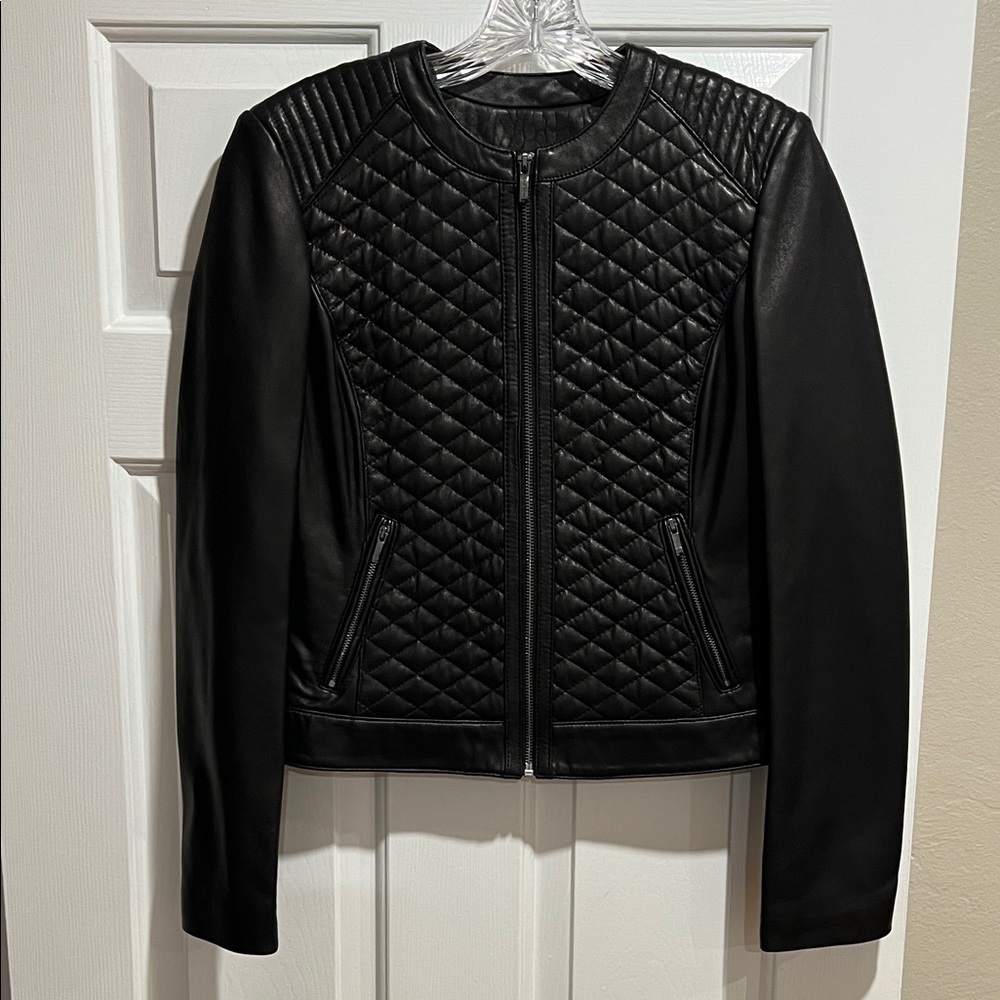 Cole Haan Black Quilted Leather Jacket
